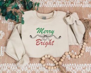 merry and bright holiday sweatshirt